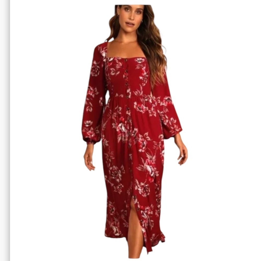 LULUS floral dress off the shoulder/ open back